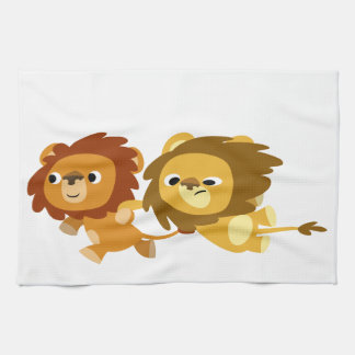 Cute leones Personalizados en toalla de cocina ráp