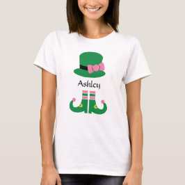 Cute Leprechaun Gorra añada nombre camiseta de muj