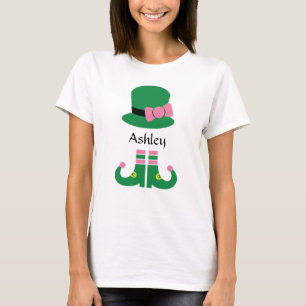 Cute Leprechaun Gorra añada nombre camiseta de muj