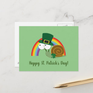 Cute Leprechaun Tarjeta postal de caracol del día 