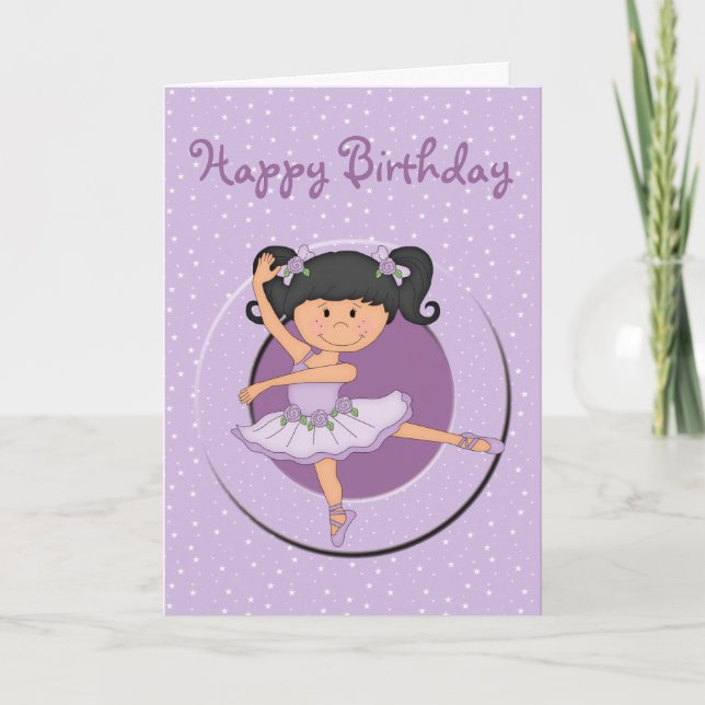 Cute Lilac Ballerina 1 Tarjeta de Cumpleaños (Anverso)
