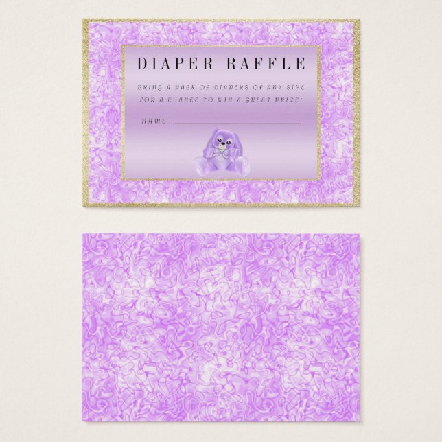 Cute Lilac Bunny "Raffle" Baby Shower (Anverso y reverso)