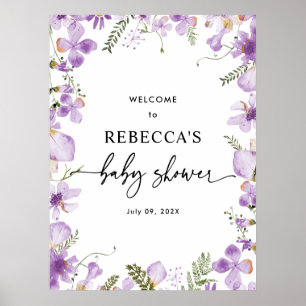 Cute Lilac Wildflowers Posters de bienvenida de Ba