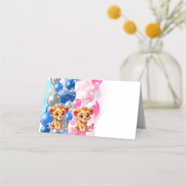 Cute Lion Gender Reveal Folleto Place Card