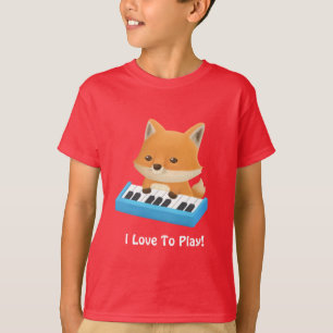 Cute Little Fox Me Encanta Tocar el Piano Camiseta
