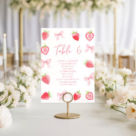 Cute Little Strawberry Bow Baby Girl Table Number