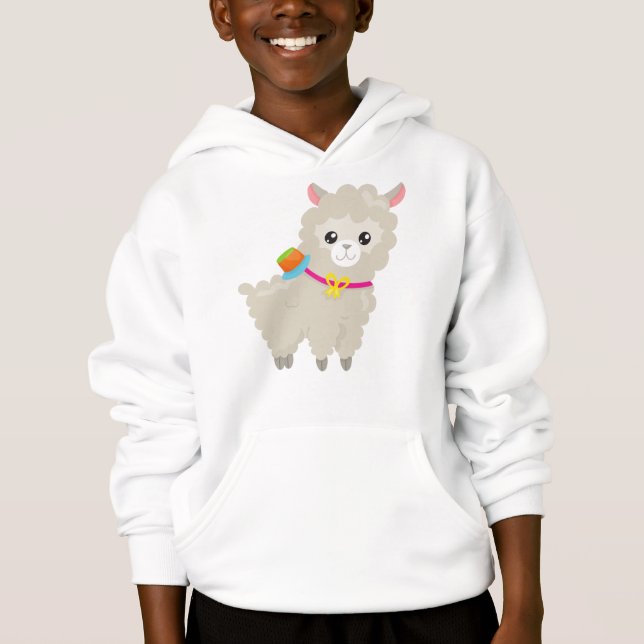Cute Llama, Alpaca, Pequeña Llama, Llama Con Gorra (Anverso)