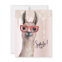 Cute Llama Girly Purpurina Rosa Pensando En Ti
