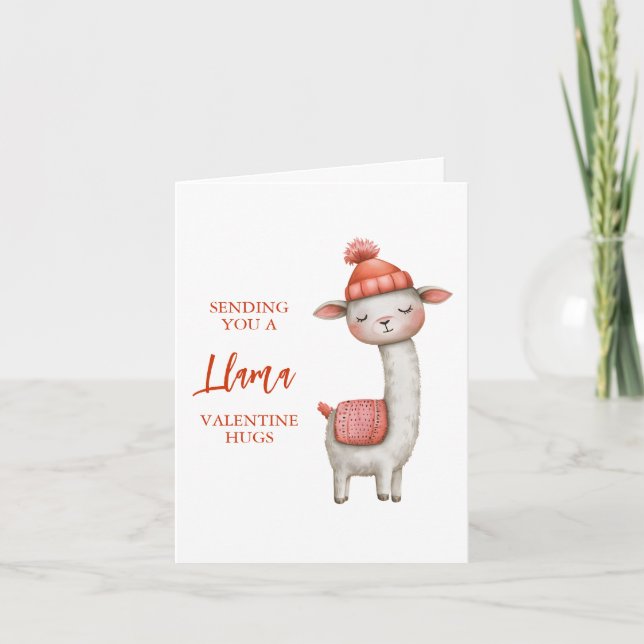 Cute Llama Valentine's Day Card, Valentine (Anverso)
