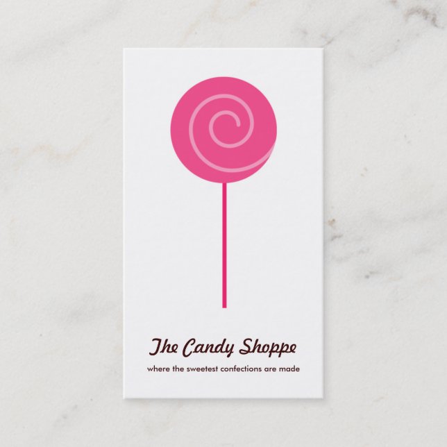 Cute Lollipop Candy Shoppe tarjetas de negocios (Anverso)