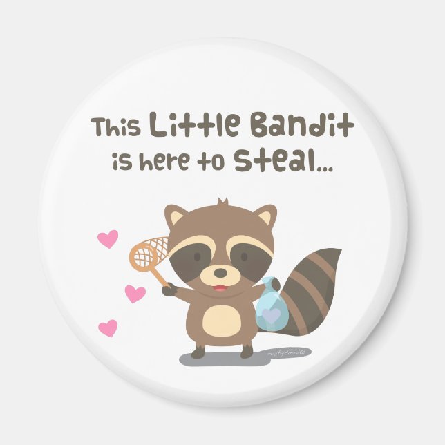 Cute Love Little Masked Bandit Mapache Imán (Frente)