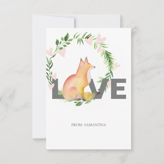 Cute Love y Fox Kids Classroom Valentcard (Anverso)