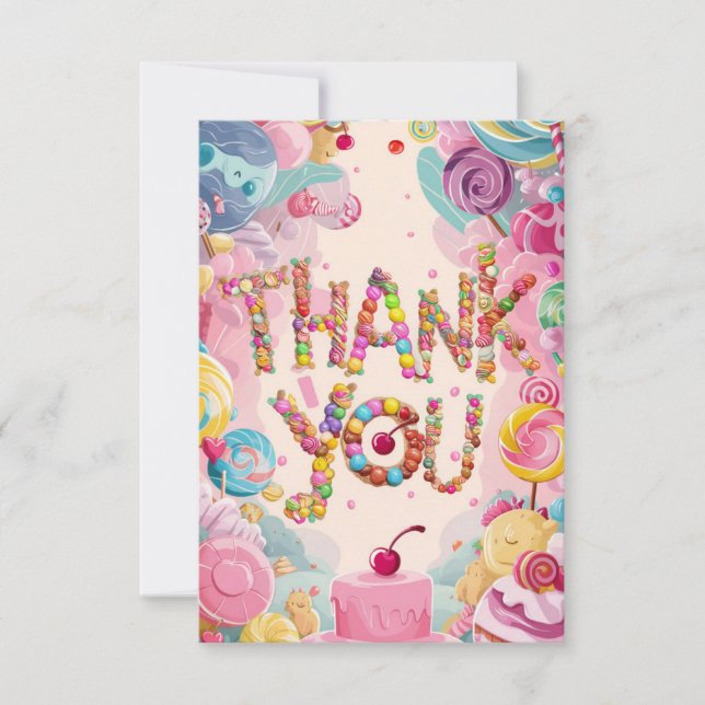 Cute Lovely Candyland tarjeta de agradecimiento (Anverso)