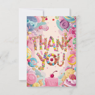 Cute Lovely Candyland tarjeta de agradecimiento