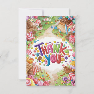 Cute Lovely Candyland tarjeta de agradecimiento
