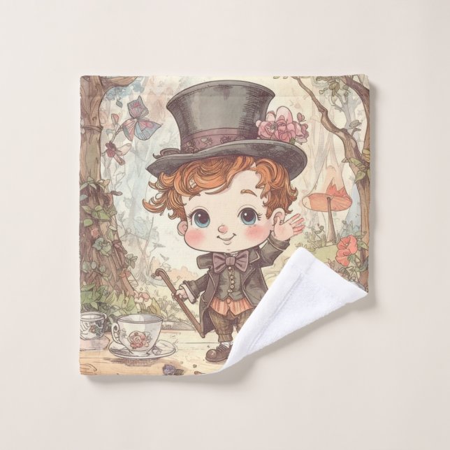 Cute Mad Hatter Whimsical Wonderland Woodland Art (Toallita)
