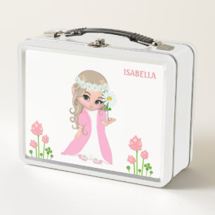 Cute Magic Fairy and Flowes Metalizado Lunch Box