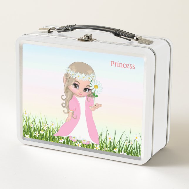Cute Magic Fairy and Flowes Metalizado Lunch Box (Anverso)