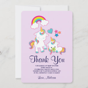 Cute Mama y bebé unicornio mágico agradecimiento