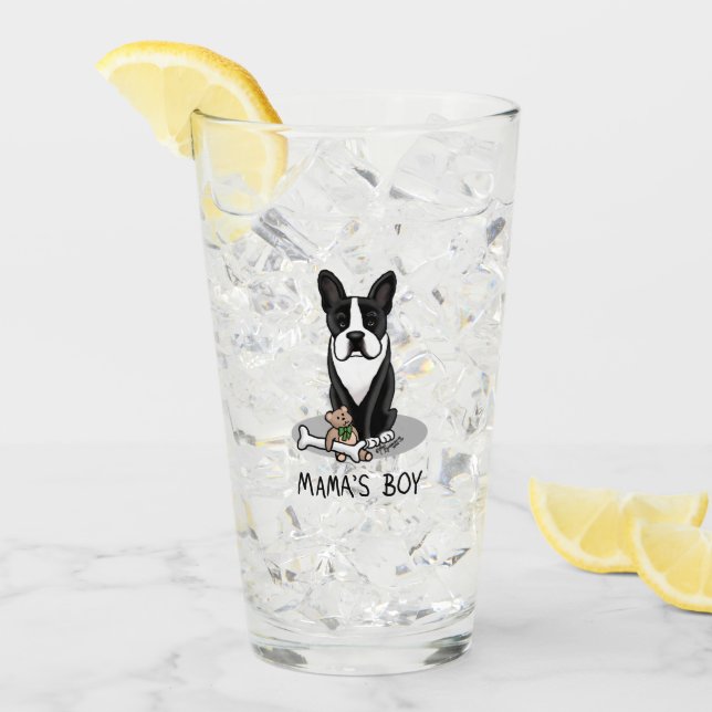 Cute Mama's Boy Boston Terrier (negro) (Anverso (hielo))