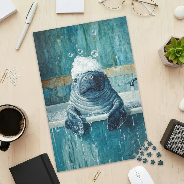 Cute Manatee in Bubble Bath Jigsaw Puzzle (Subido por el creador)
