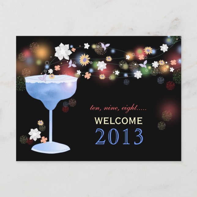 Cute Margarita Vidrio Nuevo año Fiesta postales (Anverso)