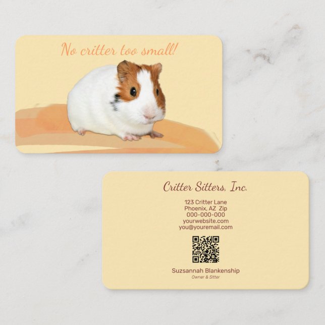 Cute Mascota Situ Guinea Cerdo Código QR Tarjeta d (Anverso / Reverso)