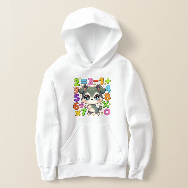 Cute Maths Kitten Numbers Hoodie for Kids (Distribución )