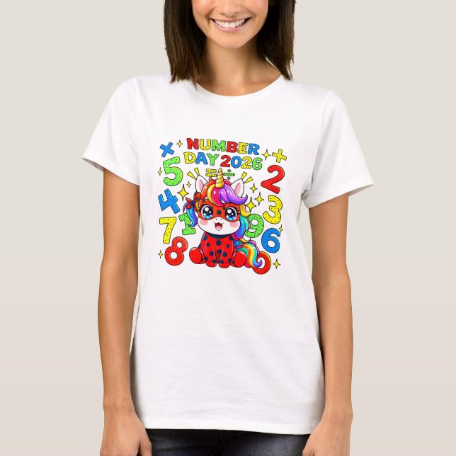 Cute Maths Numbers Ladybird Camiseta Día del Númer (Anverso)
