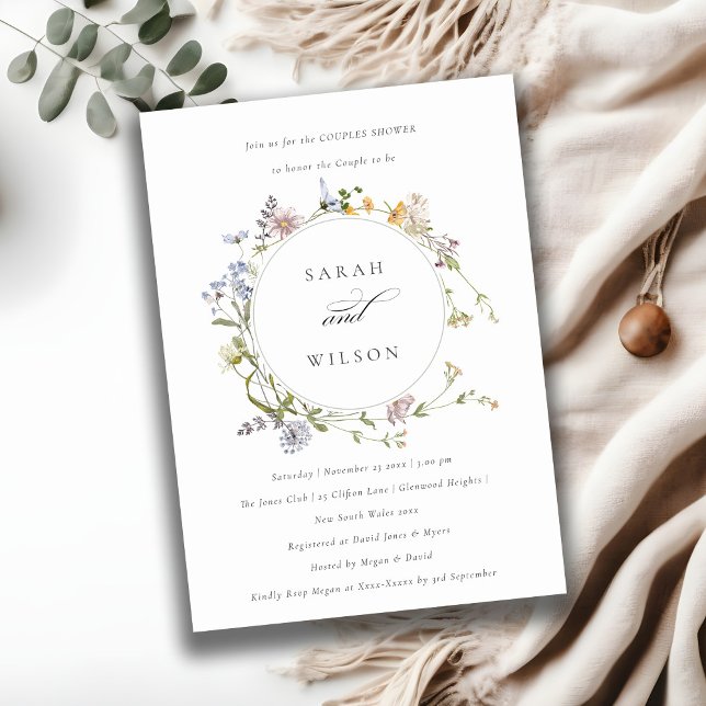 Cute Meadow Floral Wreath Parejas Ducha Invitación (Subido por el creador)
