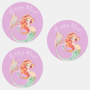 CUTE MERMAID BABY SHOWER Etiquetas rosadas