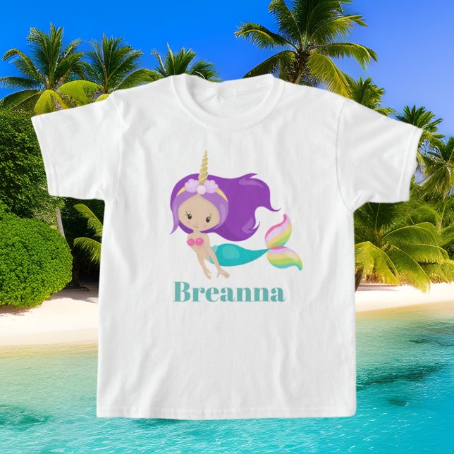 Cute Mermaid Unicorn agrega camiseta de nombre (Subido por el creador)