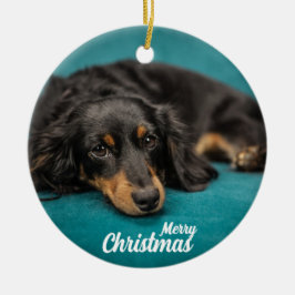 Cute Merry Christmas Perro cerámica ornamento