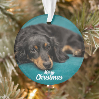 Cute Merry Christmas Perro cerámica ornamento
