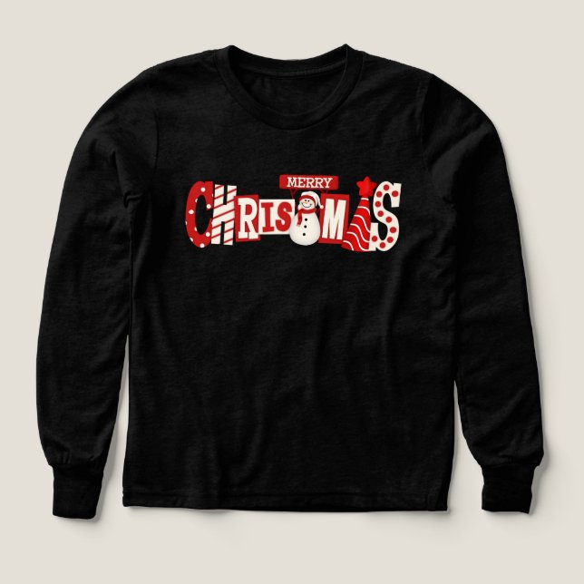 Cute Merry Christmas Snowman Kids Hoodie (Diseño frontal)