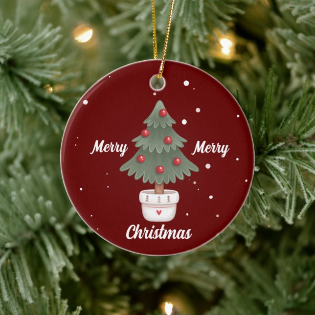 Cute Merry Christmas Tree cerámica ornamento (Árbol)