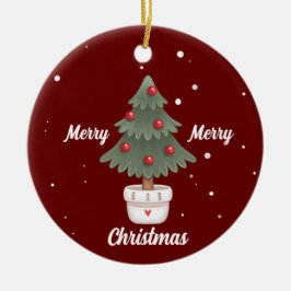 Cute Merry Christmas Tree cerámica ornamento