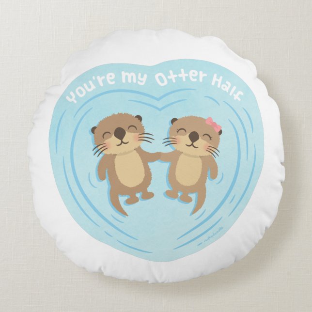 Cute mi Otter Mitad Pun Love Humor Cojín decorativ (Anverso)