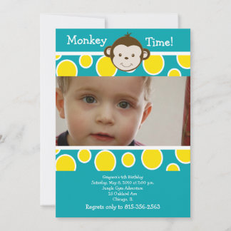 CUTE Mod MONKEY *FOTO* Invitación de cumpleaños