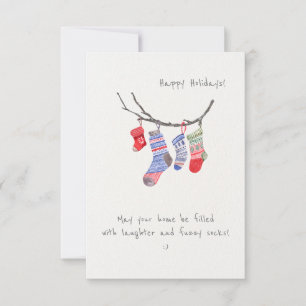 Cute moderno Navidades Minimalistas Socks Tarjeta