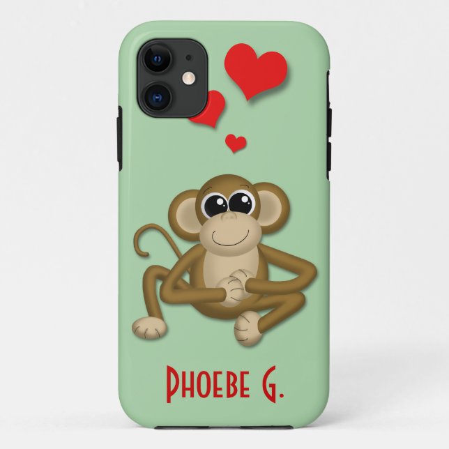 Cute Monkey Love Personalizado iPhone 5 Funda (Reverso)