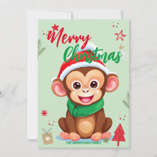 Cute mono santa Navidad Fiesta Familiar nombre ki