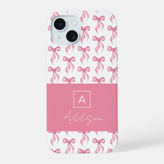 Cute Monogram Lazo Rosa Coquette  (Reverso )