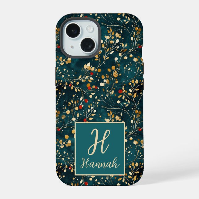 Cute Monogrammed Floral acuarela con estampado (Reverso )