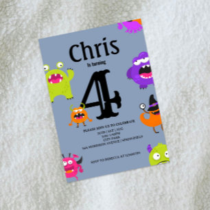 Cute Monsters 4ª Invitación de Cumpleaños
