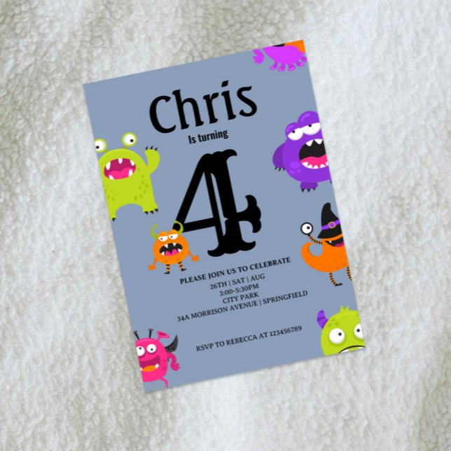 Cute Monsters 4ª Invitación de Cumpleaños (Subido por el creador)