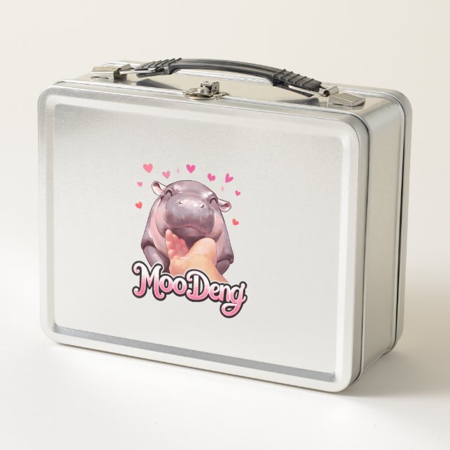 Cute Moo Deng Hippo Girlie Corazones para chicas n (Anverso)
