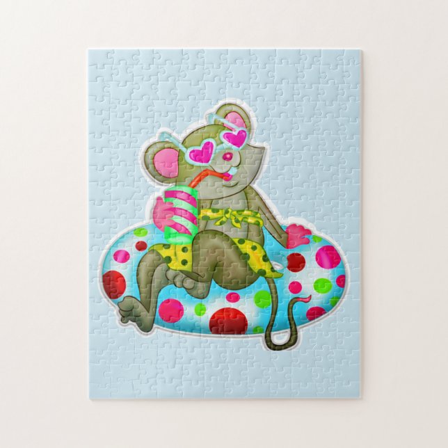 CUTE MOUSE EN EL PUZZLE DE LA PLAYA JIGSAW (Vertical)