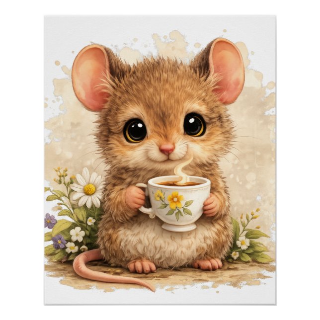 Cute Mouse Tea Poster Kawaii Animal (Anverso)