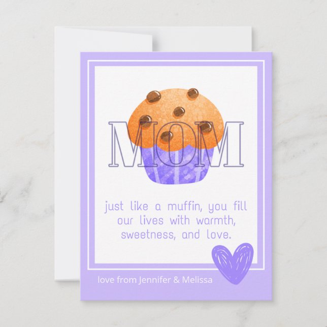 Cute Muffin Love & Sweetness on Mother's Day Card  (Anverso)